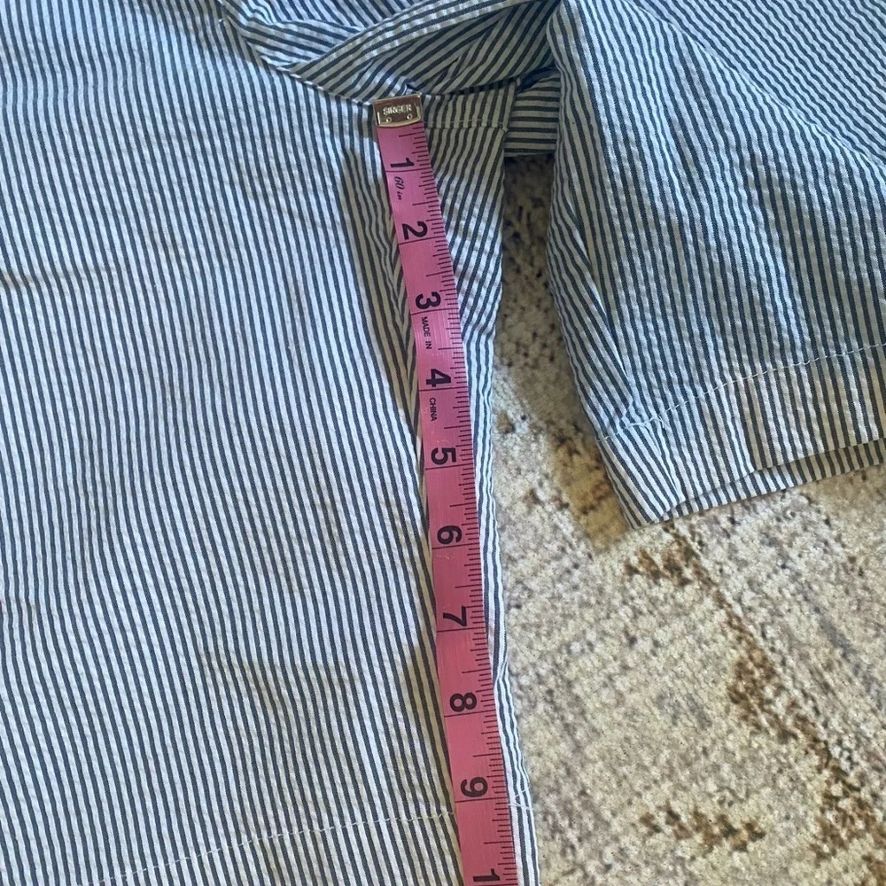 Men’s Blue White Seersucker Shorts 10.5” Inseam Size 38 NWOT